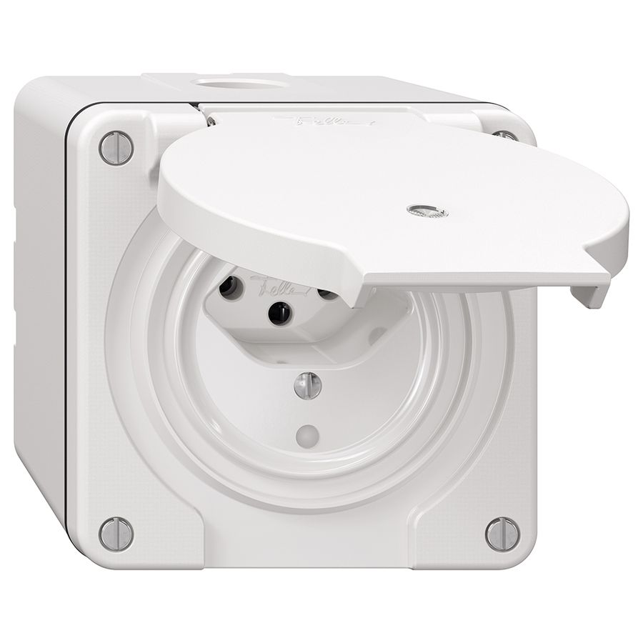 NAP-Steckdose NEVO, 1×T13, IP21, m.LED, weiss