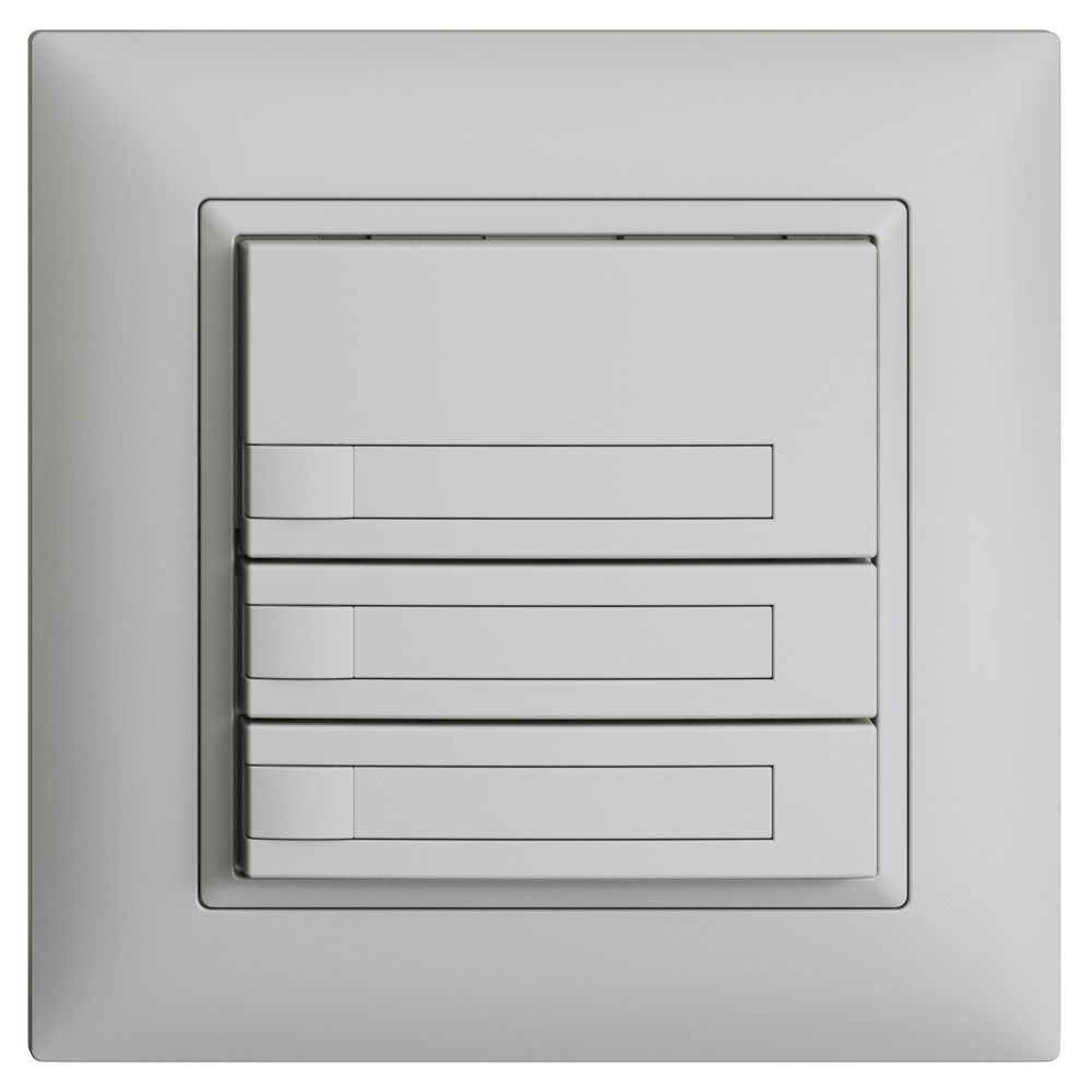 UP-KNX-Taster RGB EDUE FMI, 250mW, o.LED, m.Papier, 3×Taste, 1×Tastenb., hgu