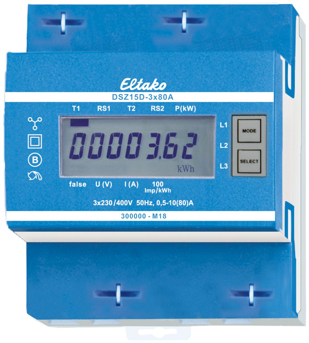 Compteur d'énergie AMD Eltako DSZ15D MID, 3×80A calibré tarif unique/double