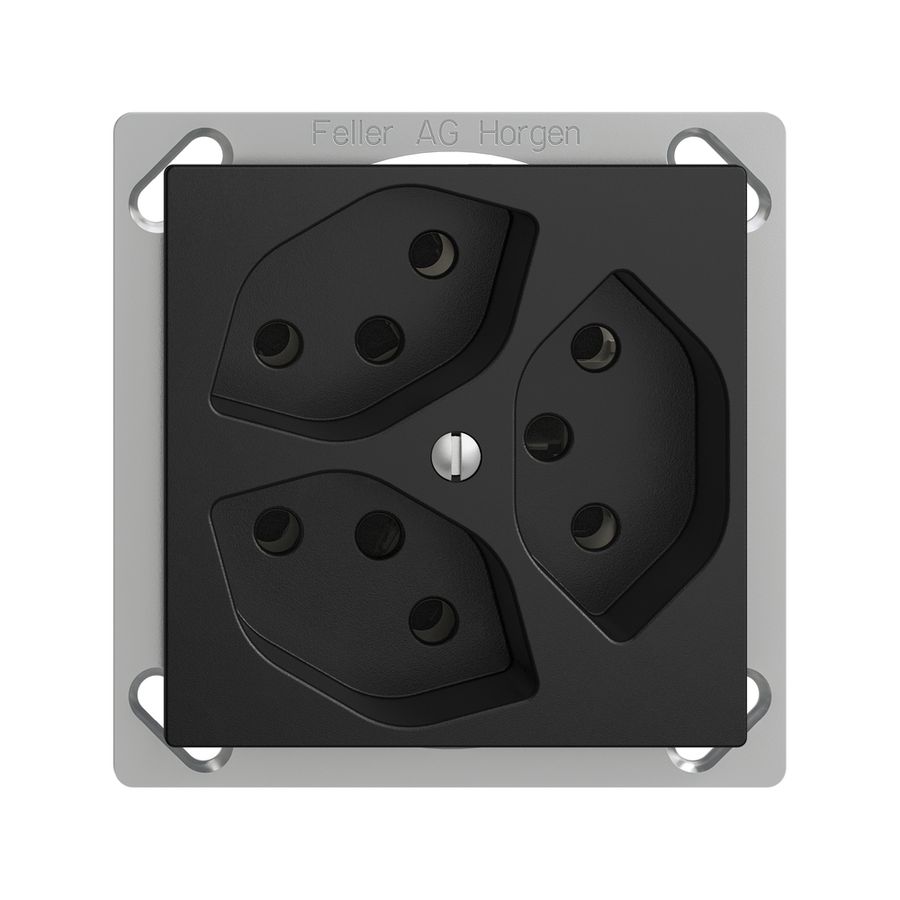 EB-Steckdose EDIZIOdue 3×T13 schwarz