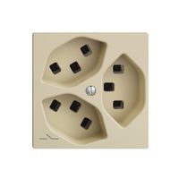 Steckdose 3×T23 Feller EDIZIOdue F, 1×getrennt, Steckklemmen, vanille