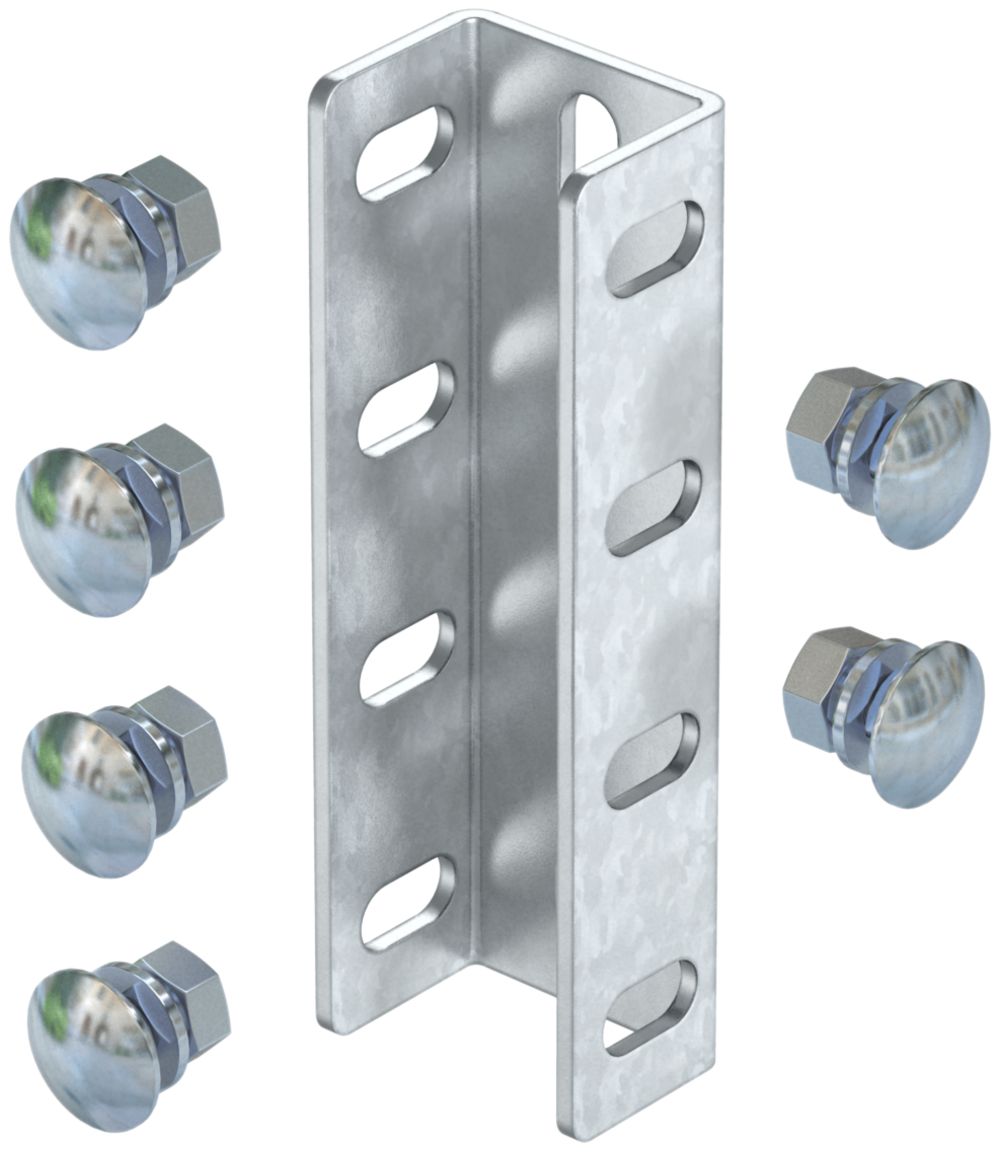 Raccord U montant Bettermann 200×61mm zingué à chaud par immersion