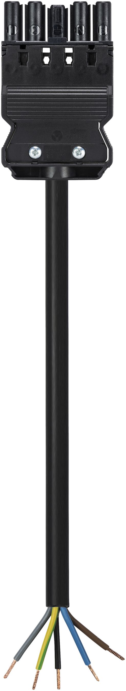Anschlussleitung Wieland GST18i5 5×1.5mm² 250/400V 16A 2m schwarz Buchse Cca