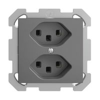 Prise ENC 2×T23 16A EDIZIOdue gris foncé, avec bornes enf.