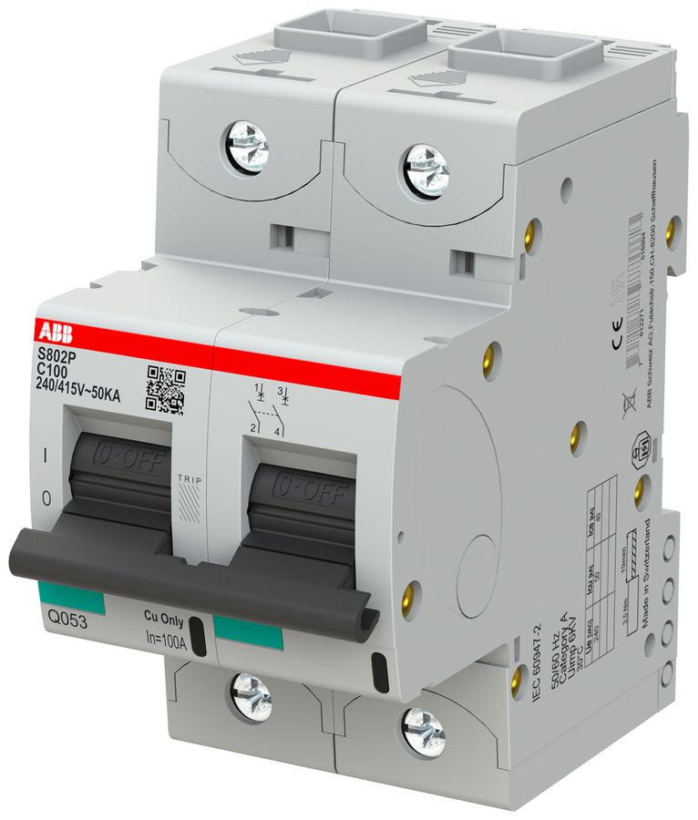 Disgiuntore ABB S802P-C100 2P 400V C-100A 50kA 3UM