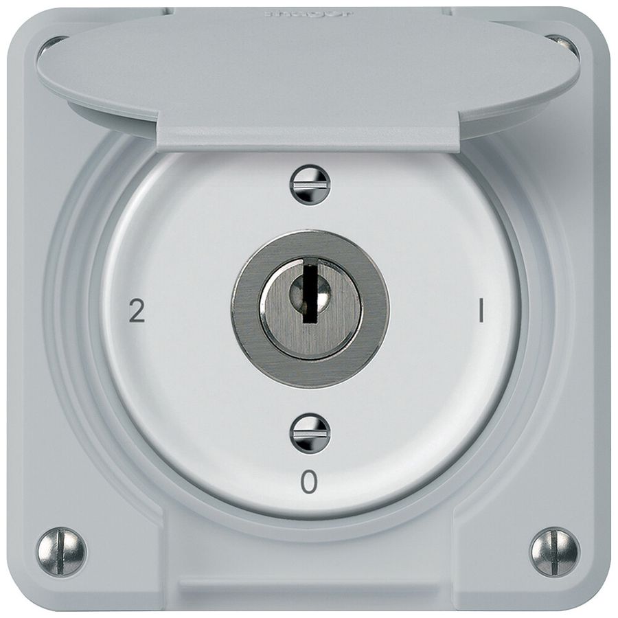 Interruttore a chiave INC robusto commutatore 16A 250V 86×86mm grigio