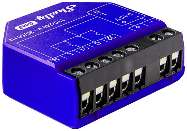 EB-RF-Dimmaktor Shelly Dimmer 0/1-10V PM Gen3 Bt/Wi-Fi 1.5W 43.5mm