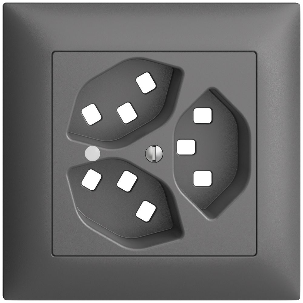 UP-Frontset EDIZIOdue dunkelgrau 88×88mm 3×T23 mit Linse