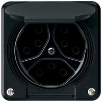 UP-Steckdose robusto 3×T13 10A 250V 86×86mm IP21 schwarz