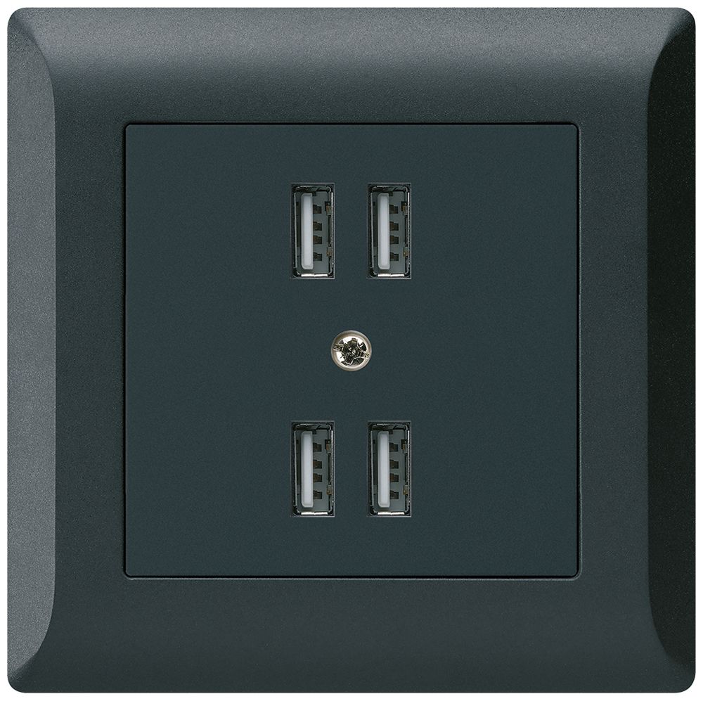 Prise ENC 4×USB kallysto.line 2400mA noir