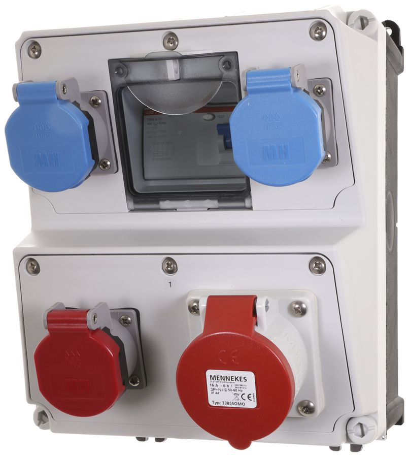 Stromverteiler Mennekes Amaxx 2×T23 1×T25 1×CEE16 1×FI ABB 40A IP44