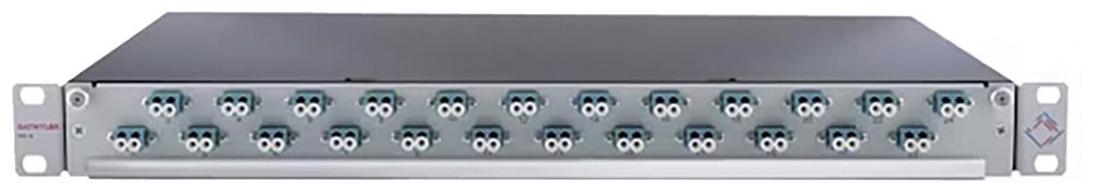 Breakoutbox 19" Dätwyler OV-SO 24×LCD/PC türkis OM3 versetzt 1HE grau