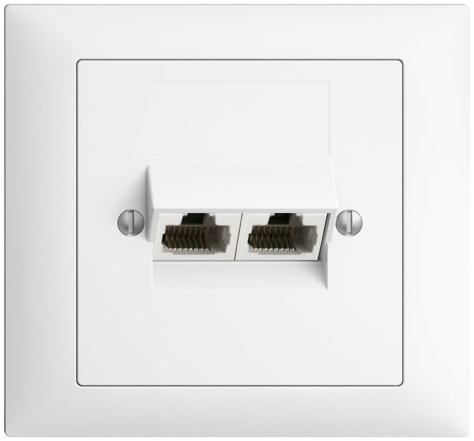 EB-Dose 2×RJ45/u 4P getr. EDIZIOdue weiss ITplus