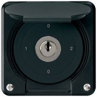 UP-Schlüsselschalter robusto IP55 mit Klappdeckel S2/1P schwarz für Kombination