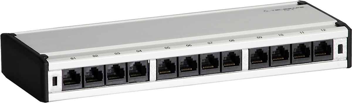 Patchbox Telesafe Mini 12×RJ45/u Kat.6 LSA 236×33×89mm Aluminium