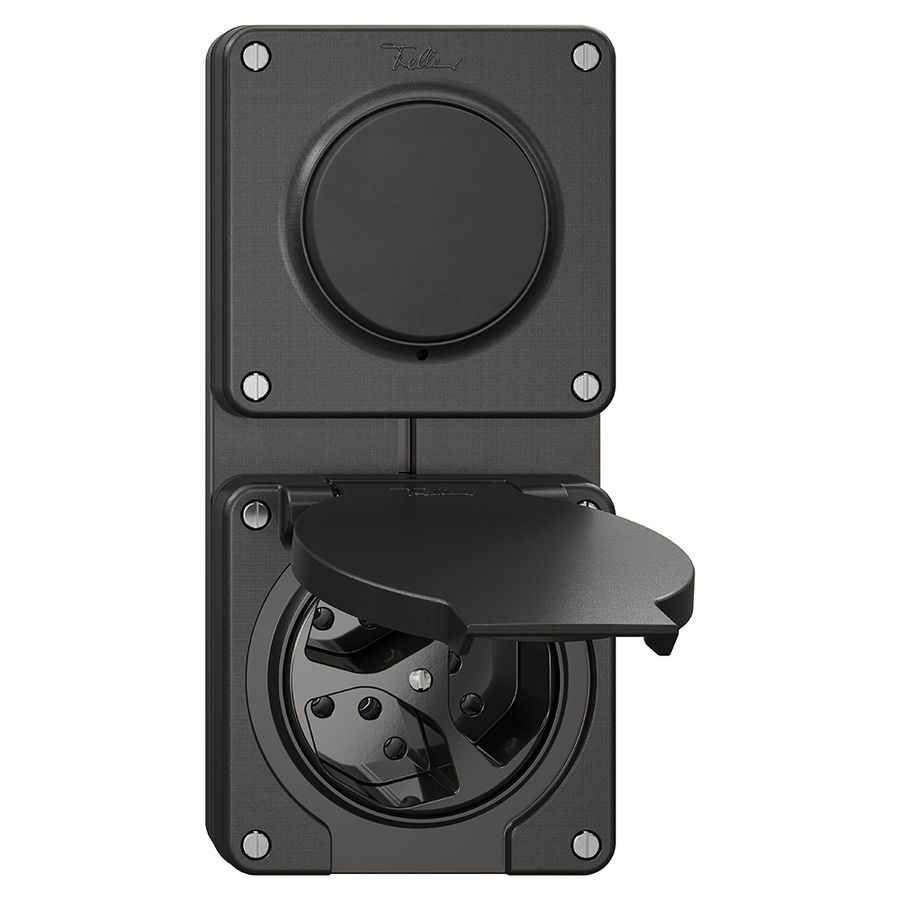 NUP-Kombination NEVO, Druckschalter Schema 3/1L + Steckdose 3×Typ 13, schwarz