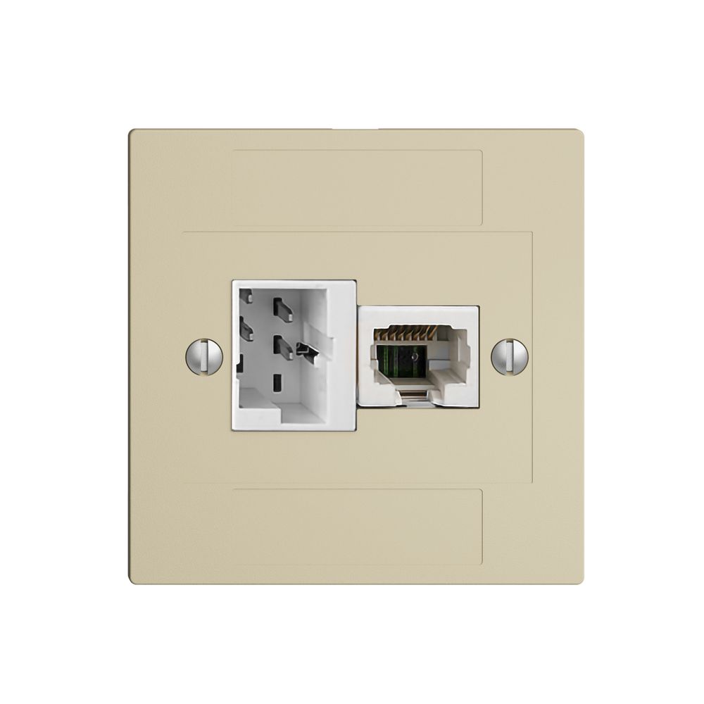 UP-Anschlussdose 1×TT,1×RJ45/u 4P EDIZIOdue vanille, ITplus ITM