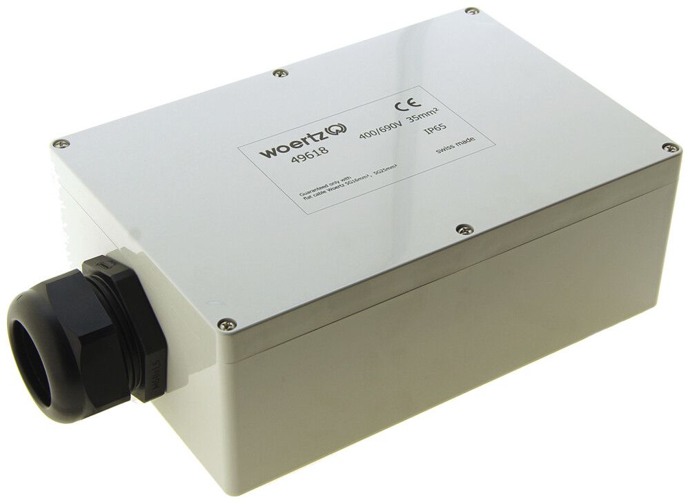 Boîte d'alimentation Woertz pour câble plat 5×16/5×25mm² IP65, 5P