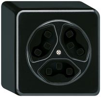 Presa AP Hager basico 3×tipo 23 Q nero