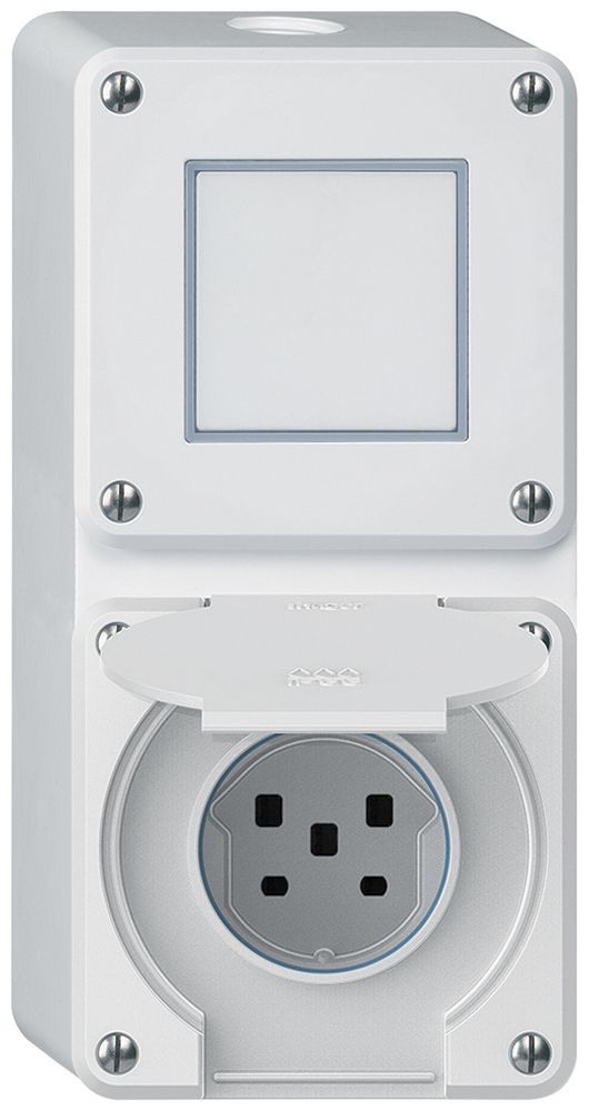 Combinaison AP robusto 2×1, interrupteur schéma 3/prise T25 IP55 blanc