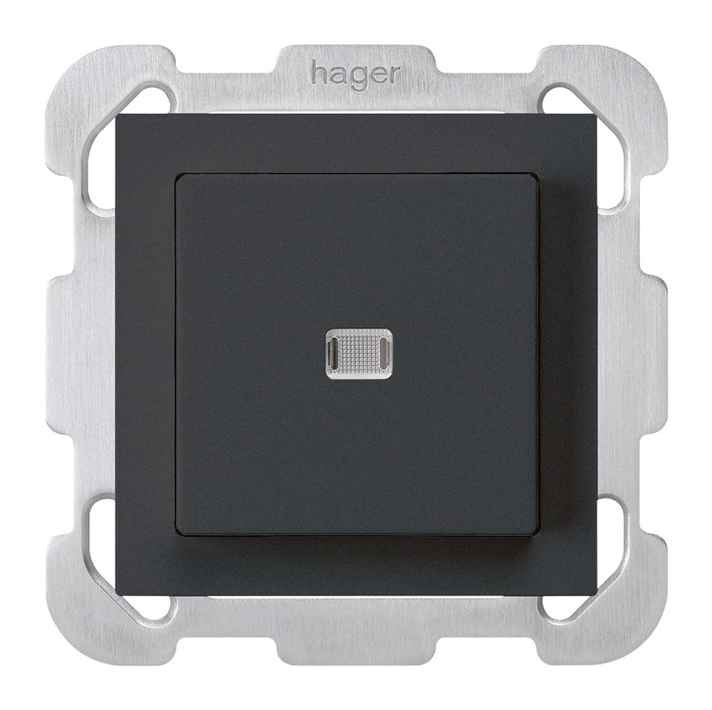 UP-Leuchttaster kallysto ARK schwarz mit Befestigungsplatte