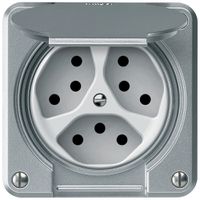 Steckdose robusto 3×T13 10A 250V 86×86mm IP21 Aluminium