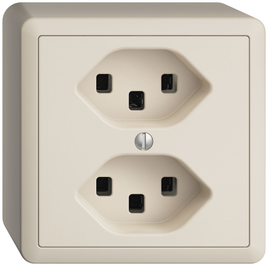 AP-Steckdose 2×T23 16A EDIZIOdue crema, mit Steckklemmen
