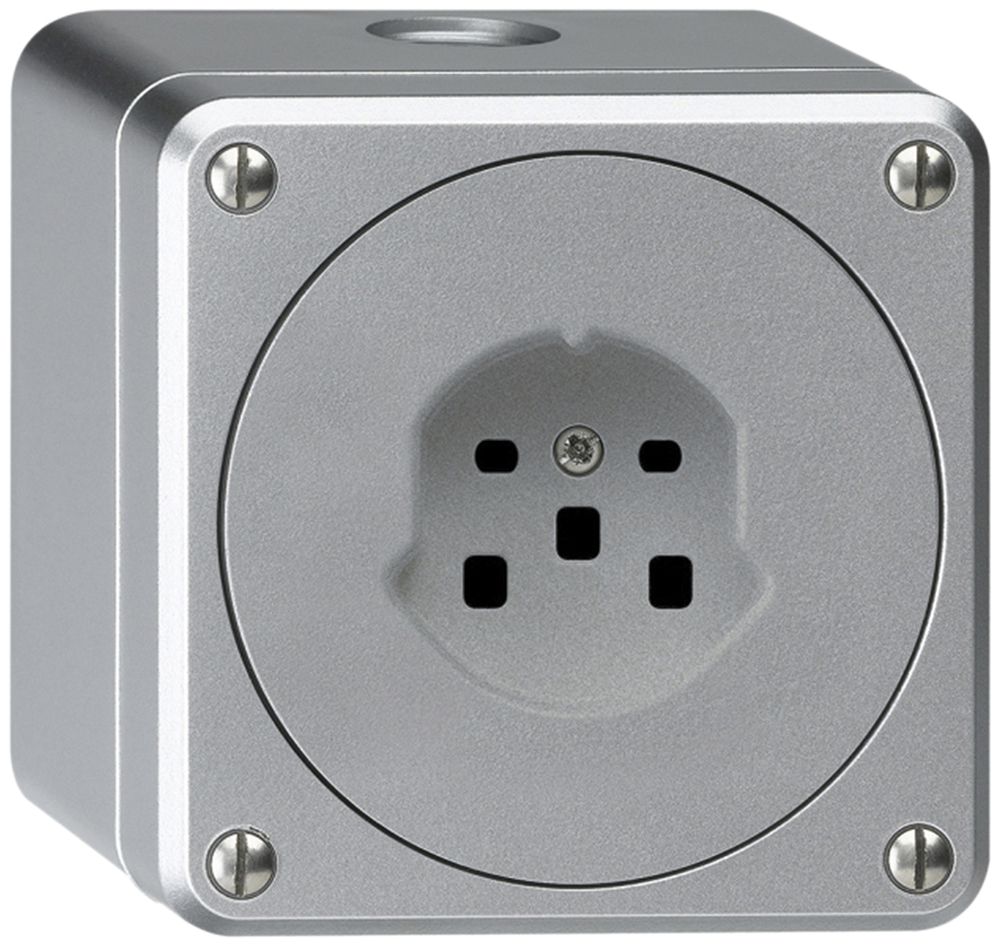 AP-Steckdose HA robusto Typ 25 mit Steckklemmen aluminium