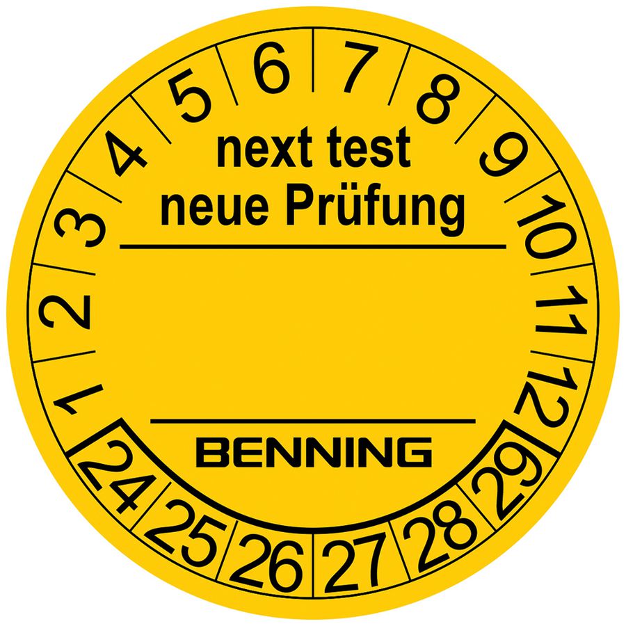 Prüfplakette Benning "neue Prüfung" Ø30mm gelb 300 Stk.