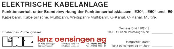 Kleber Lanz Funktionserhalt im Brandfall