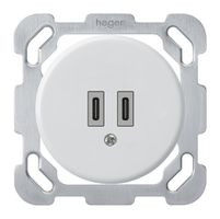 UP-USB-Ladesteckdose Hager basico C-C 20W 5V 77×77mm weiss