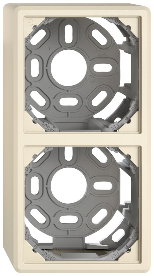 AP-Kappe EDIZIO.liv SNAPFIX® mit Befestigungsbügel für 2 Apparate crema