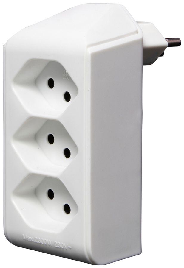 Abzweigstecker cleverLINE 3×T13 300° mit Aufhänger weiss