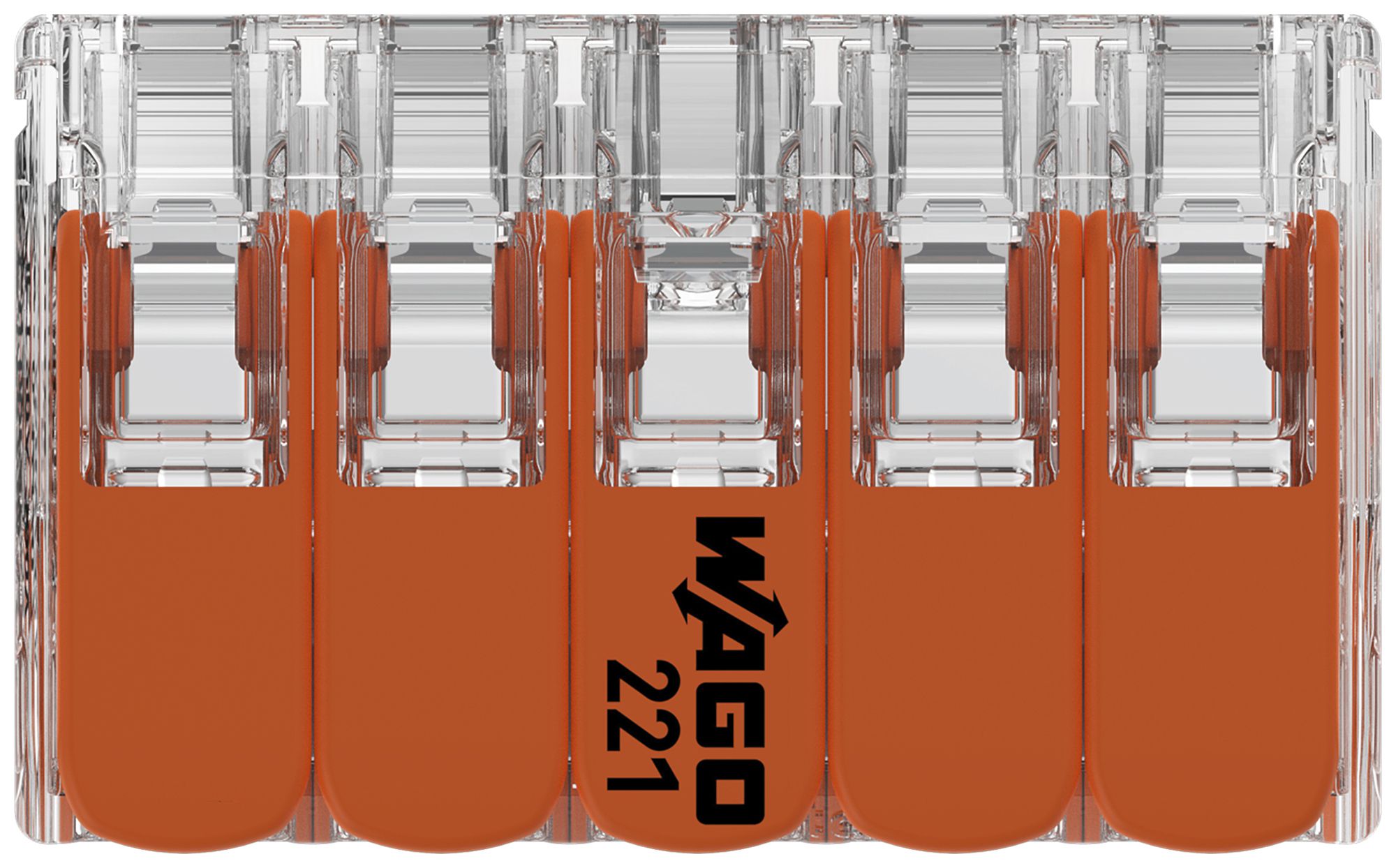 Borne de connexion WAGO 221 10×0.2…4mm² levier 32A 450V orange transparent
