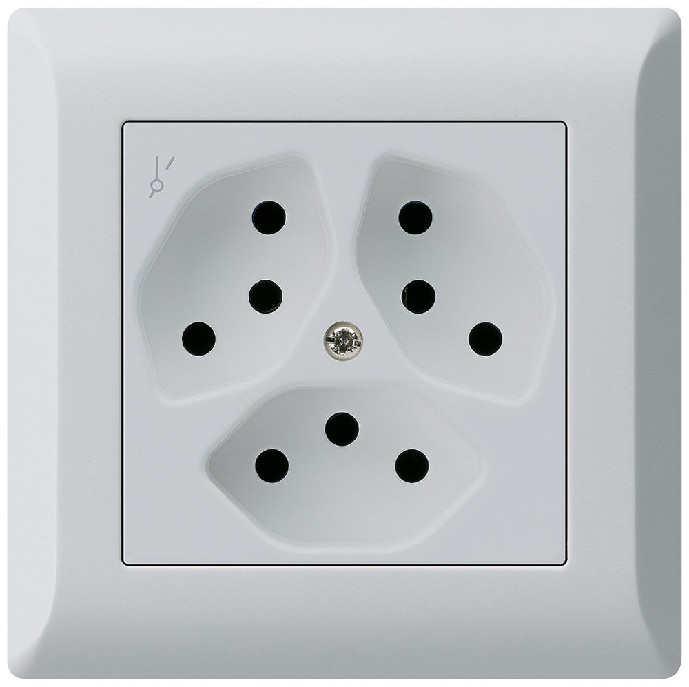 UP-Steckdose kallysto.line 3×T13/1 hellgrau mit Kinderschutz