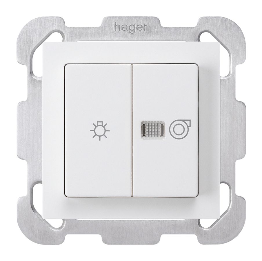 UP-Leuchtdruckschalter kallysto weiss 1/1L Symbolen Licht+Ventilation