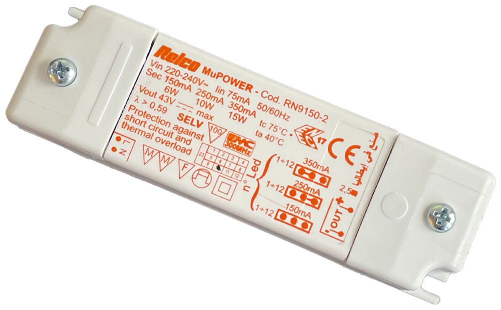 Alimentation LED Elektrogros RELCO MuPOWER 6…15W 0…43V 150…350mA ON/OFF