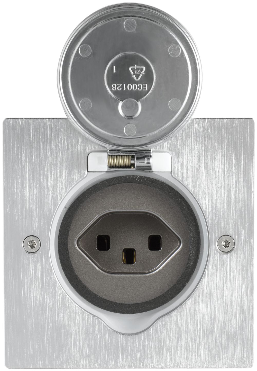 Prise de sol Platinum carré 1×type 23, acier fin brossé