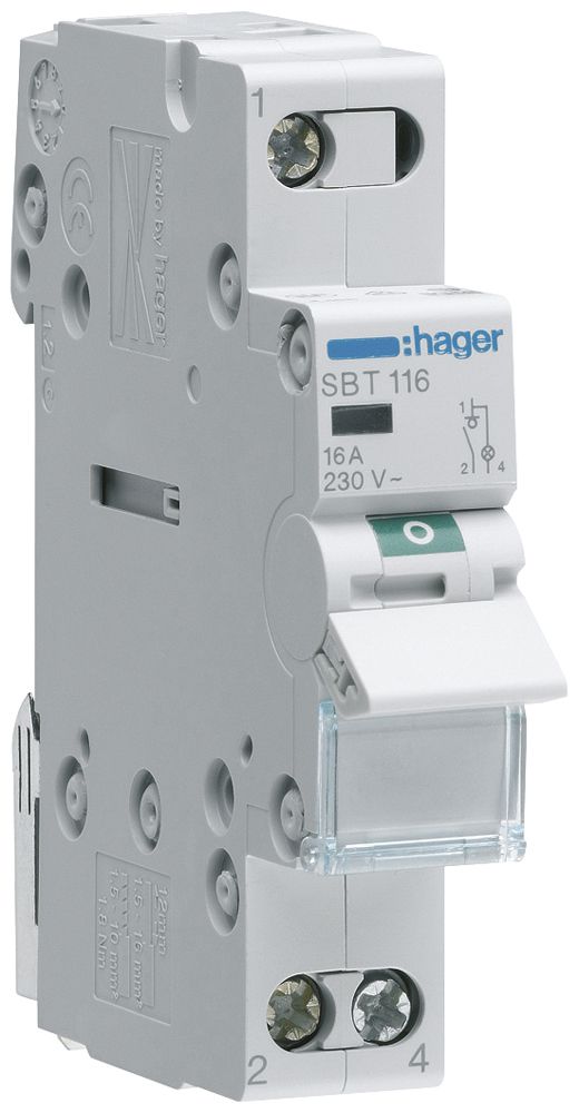 REG-Ausschalter Hager SBT 16A 230V 1 Schliesser 0 Öffner 1 Wechsler