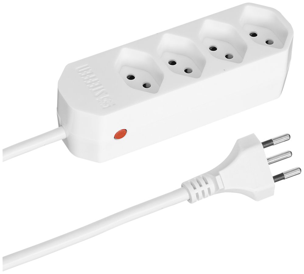 Steckdosenleiste COMPACT 1.5m 4×T13 Reset-Knopf, weiss