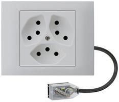 Presa INS kallysto 3×T13 L2 grigio chiaro, per cavo piatto Technofil