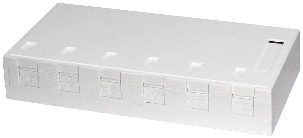 AP-Anschlussdose Dätwyler KS  weiss für 6 Module mit Staubschutz