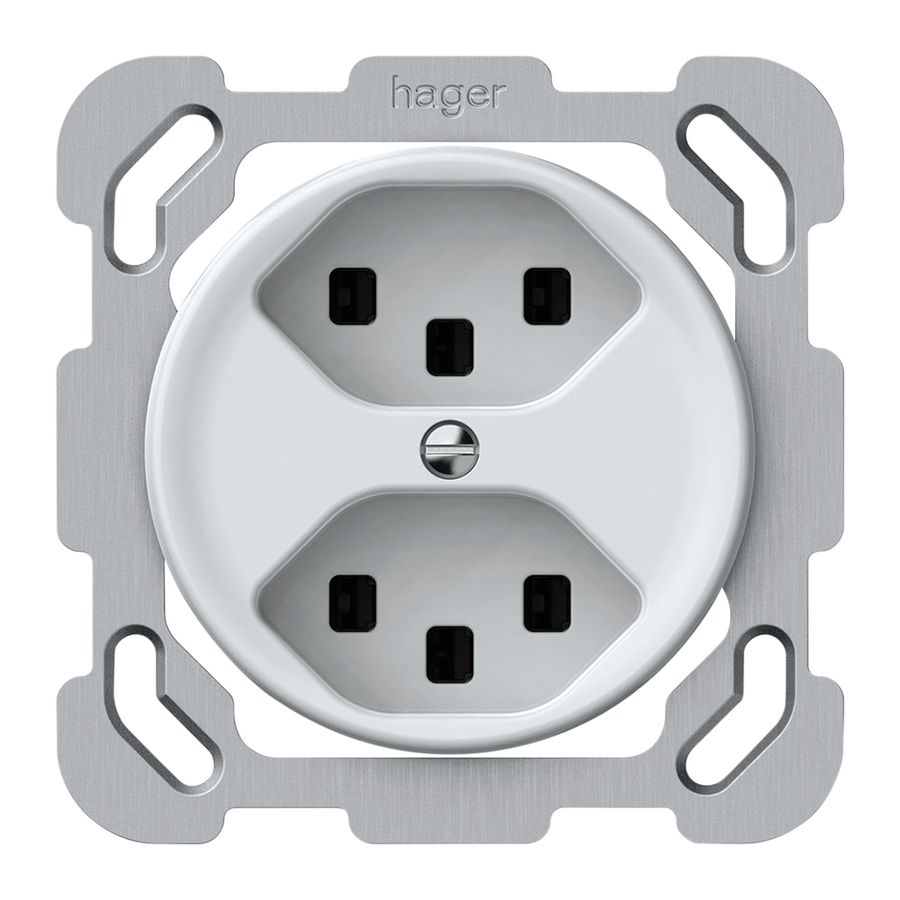 UP-Steckdose origin 2×Typ 23 16A 230V 77×77mm weiss