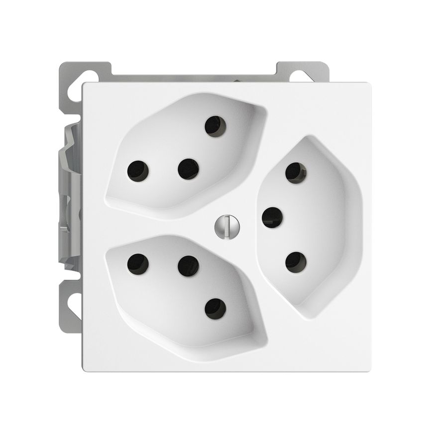 Prise AP EDIZIOdue 3×T13 blanc 3×S intér. pour combin.a.shutter