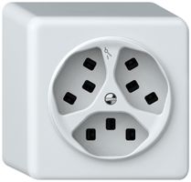 AP-Steckdose origin 3×Typ 23 1×S 16A 230V 88×88×54mm weiss