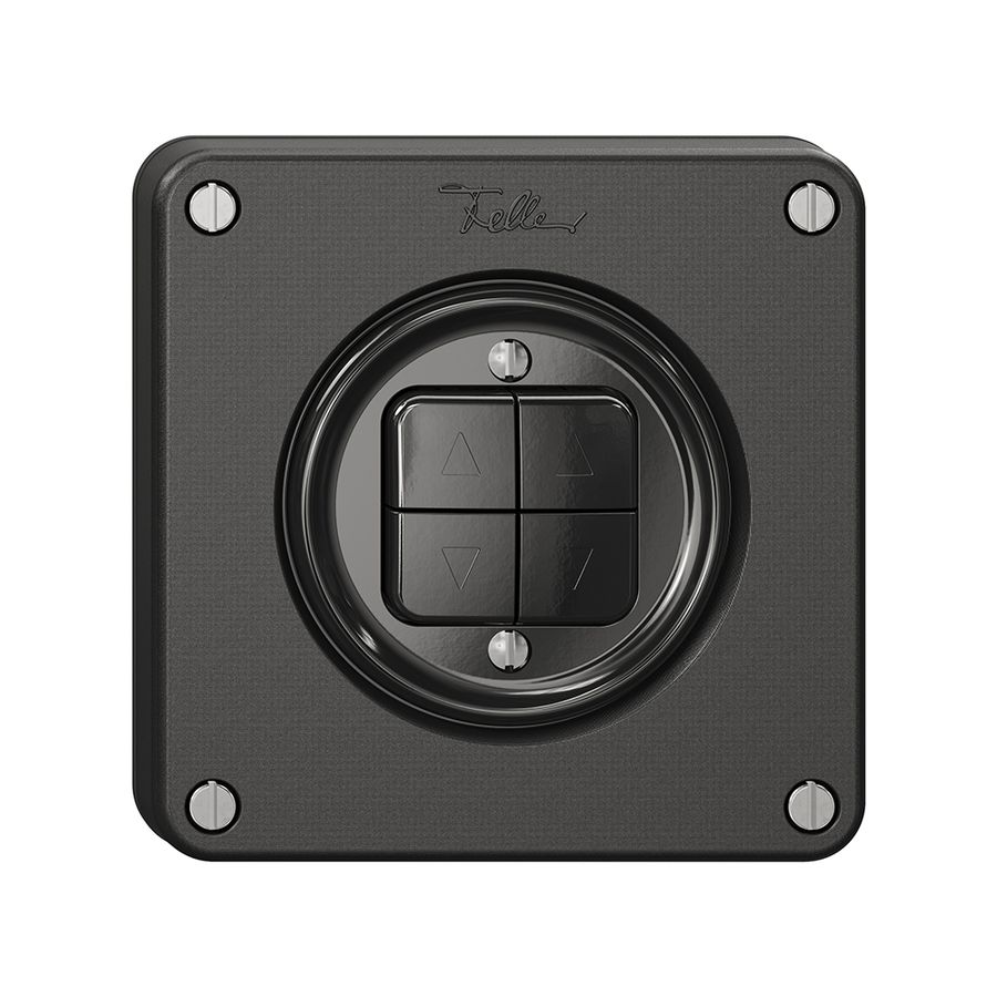 Storentaster NEVO, 2-Kanal, Einbautiefe 18 mm, 87×87 mm, schwarz