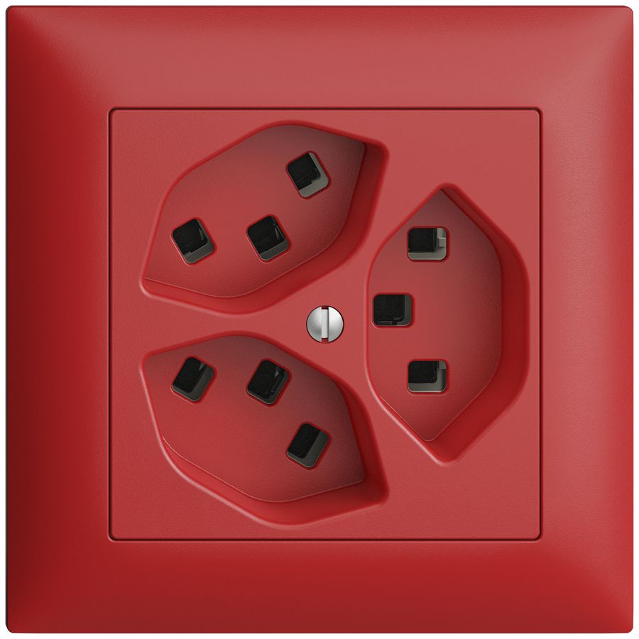 UP-Steckdose 3×T23 16A EDIZIOdue berry, mit Steckklemmen