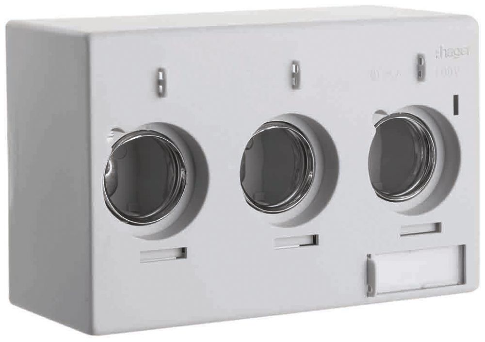 Porte-fusible AP weber.uniline 3×63A DIN3 avec capot et fixation rapide