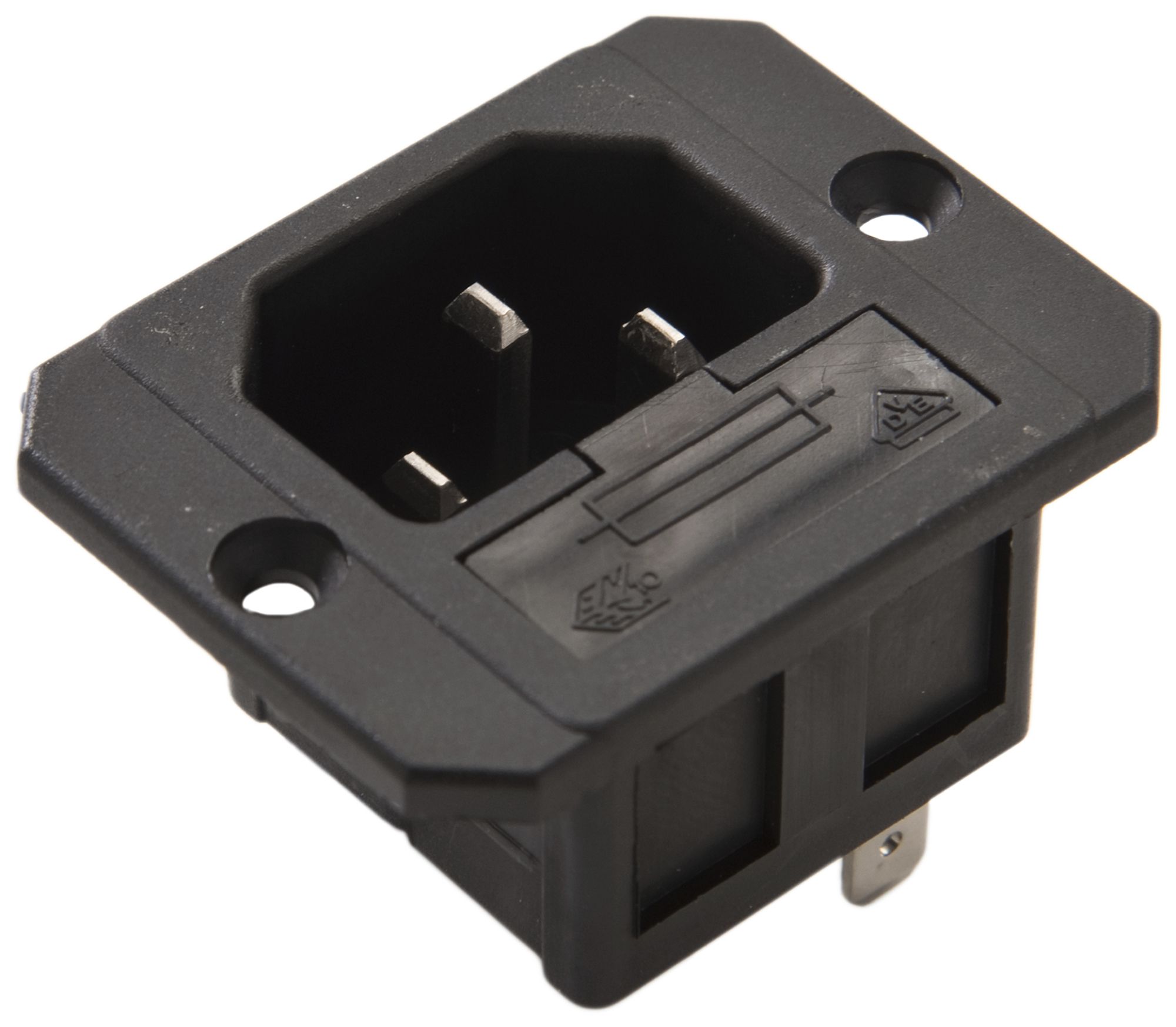 EB-Apparatestecker Typ C14 (E) ELBRO 10A 230VAC max.70°C Sicherung schwarz IP20