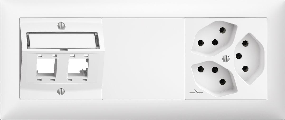 Combinazione INC Edue 1×3, Kit m.p.2×RJ45 + Copertura + 3xT13 1S bi